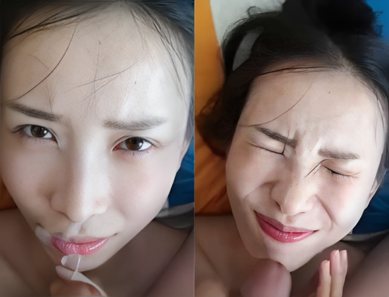 Menyemprotkan sayuran lucu ke seluruh wajahnya....